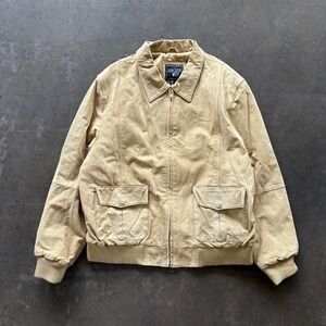 Junction West Jacket Mens XL Tan Western Bomber Jacket Textured Canvas Zip Front